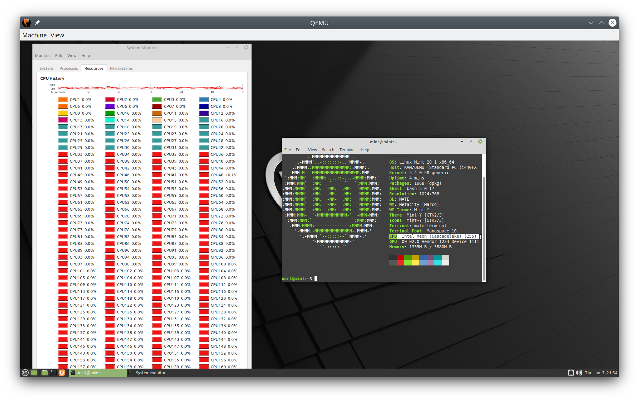 Linux Mint with 255 cores