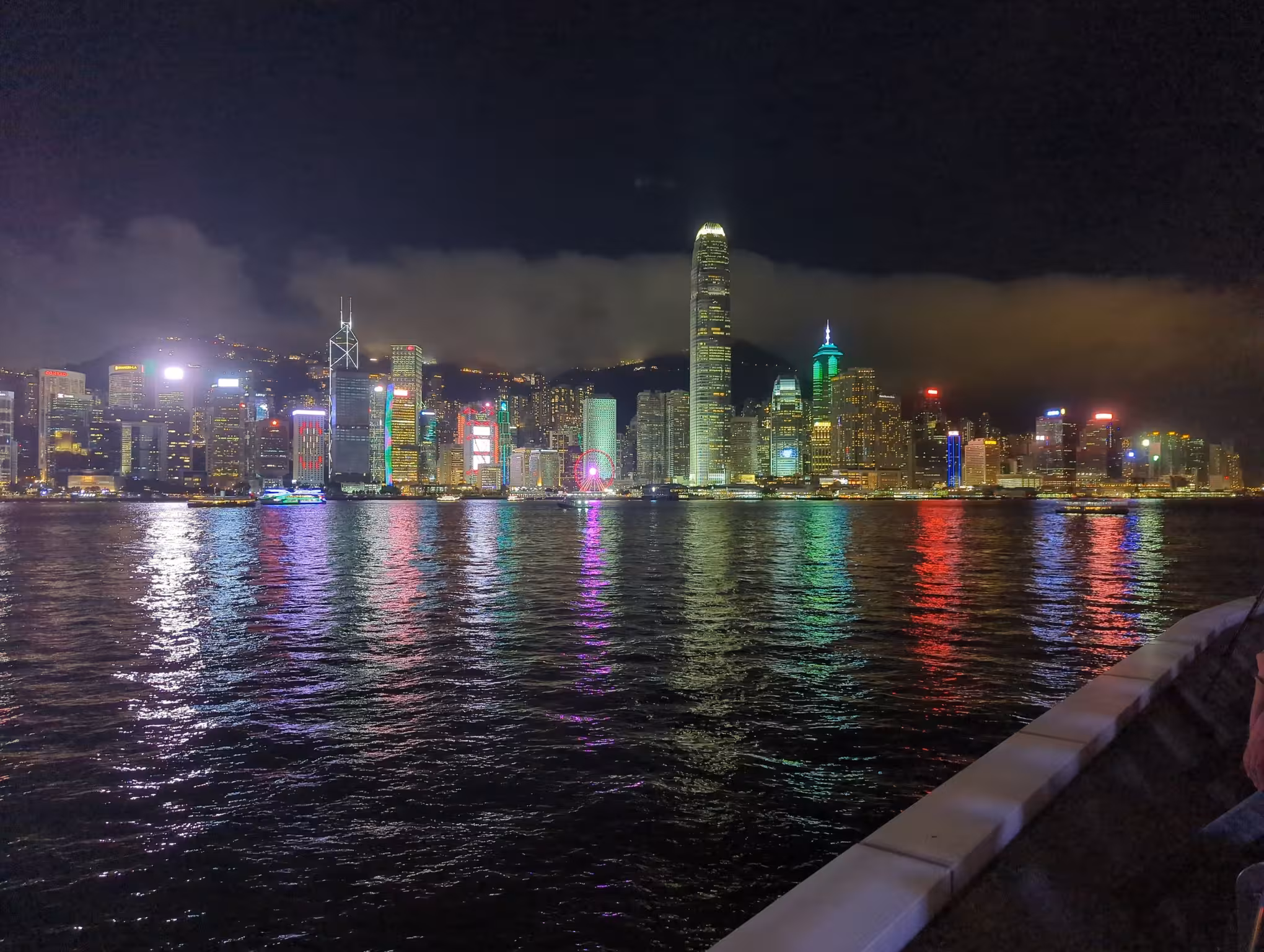 The Hong Kong skyline at night