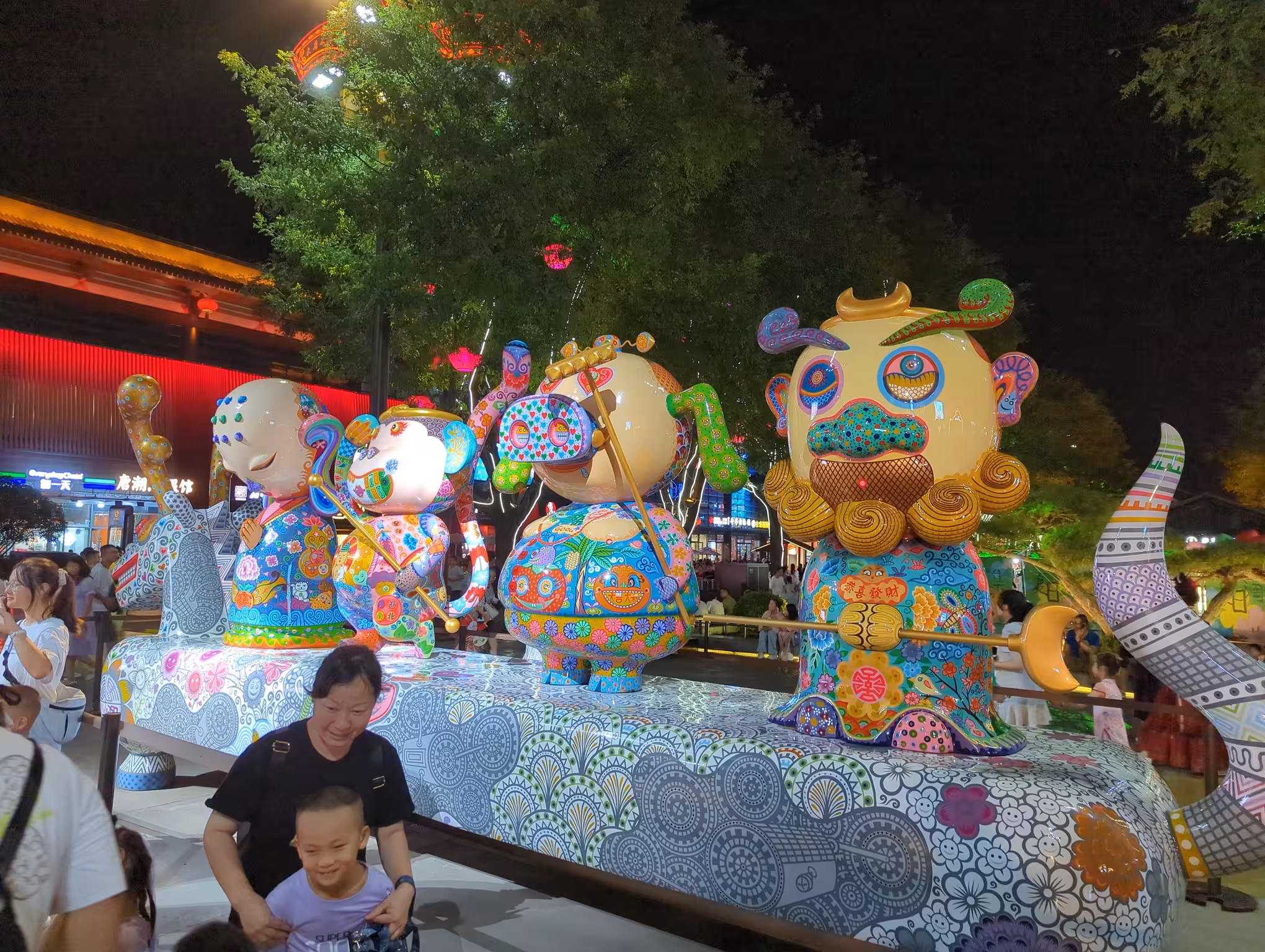 Colorful statues of the main characters from Journey to the West